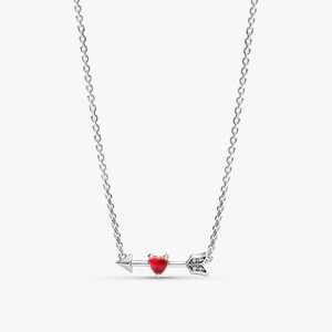 Pandora Arrow & Murano Glass Heart Necklace